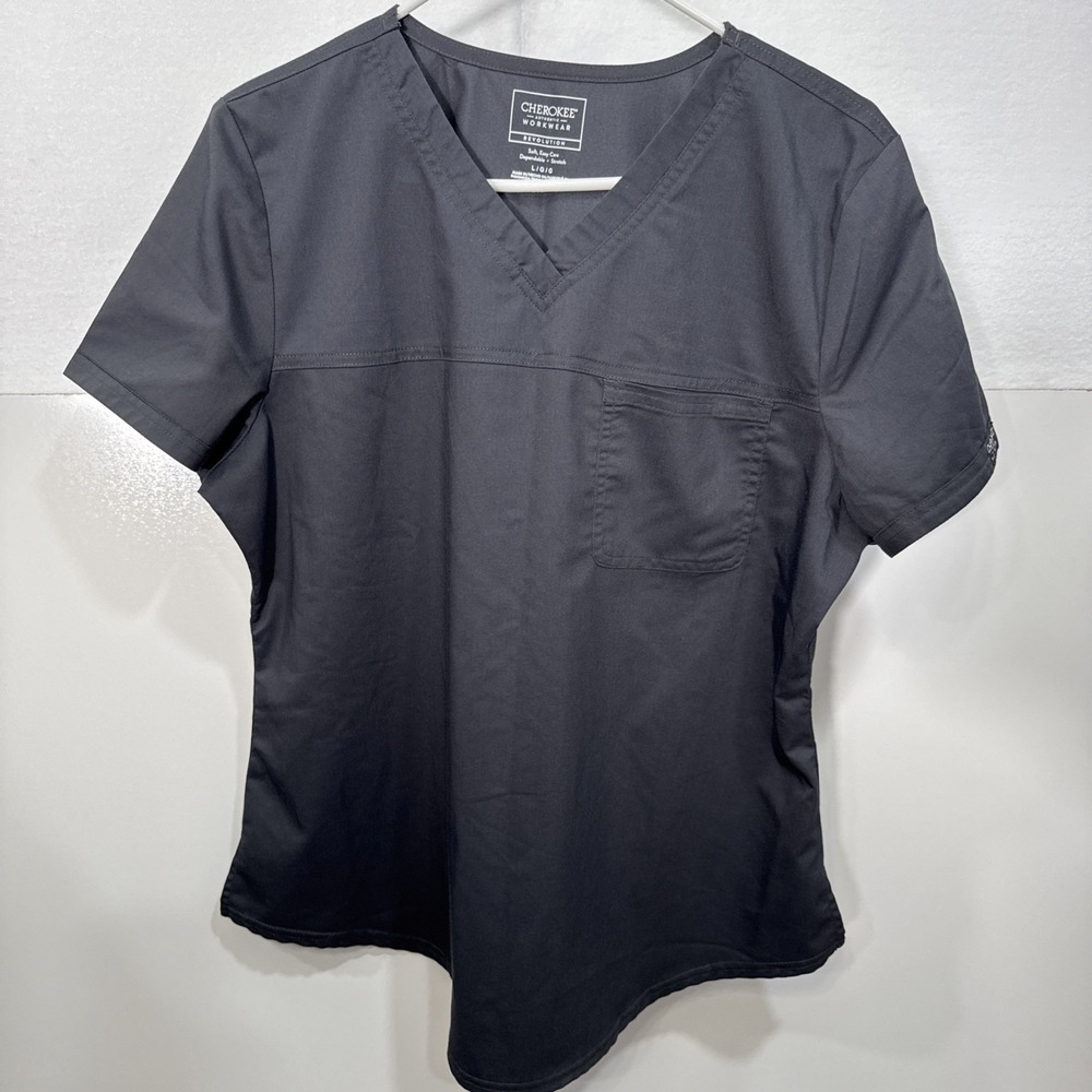 Cherokee UNISEX V-NECK SCRUB TOP Gray Size Large1 Top Pocket RN#93643